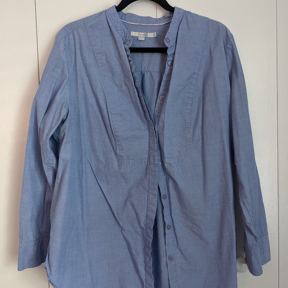 Boden Collarless shirt sz 14